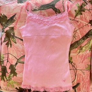 Justice Pink Lace Trim Tank Top